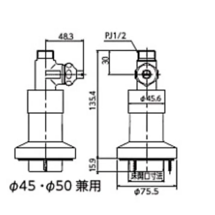 KVK 自立止水栓(トイレ用)ストレート止水栓 GDJST-SN2【別送品】