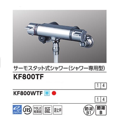 KVK (寒) サーモスタット式シャワー(シャワー専用型) KF800WTF【別送品