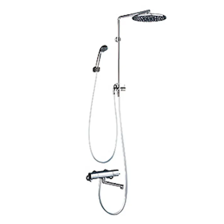 KVK オーバーヘッドシャワー付サーモ(丸型)(170mmパイプ付)・右仕様 KF3130【別送品】