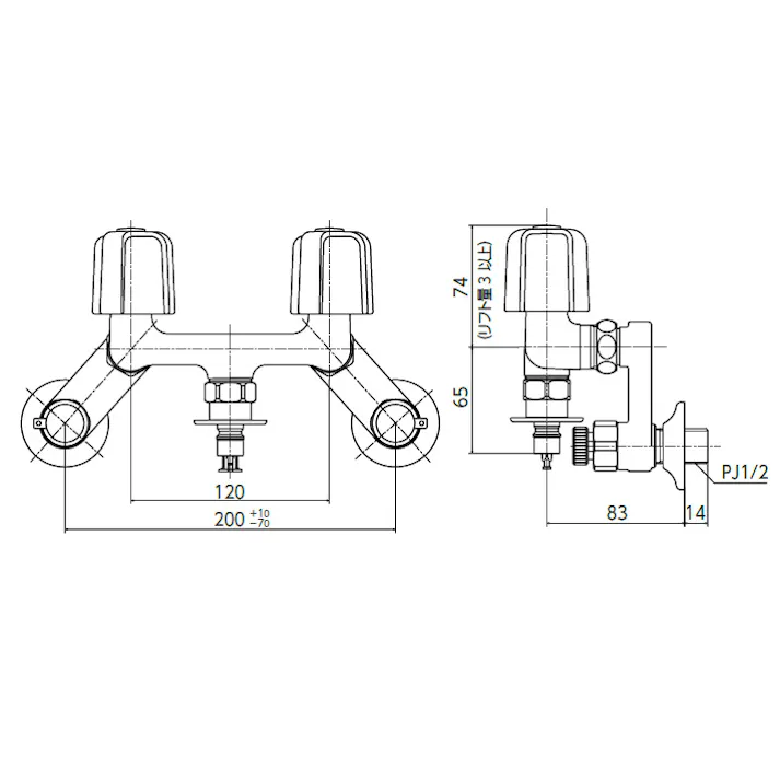KVK 吸気弁付洗濯機用混合栓 KM33WUK【別送品】
