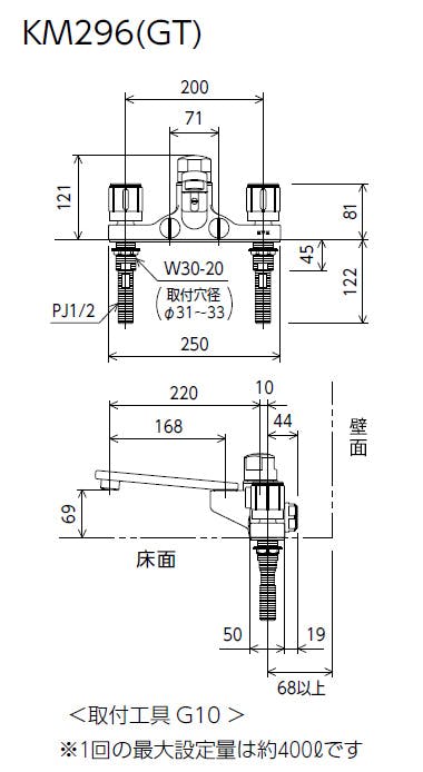 KVK テﾞッキ形定量止水付2ハントﾞル混合栓 KM296GT【別送品