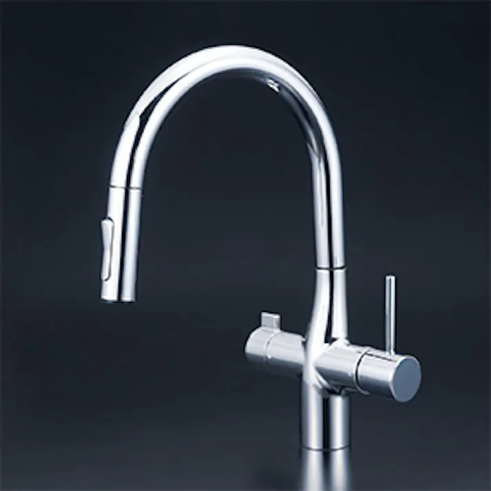 KVK ビルトイン浄水器用シングルシャワー付混合栓(eレバー)撥水 KM6081ECHS【別送品】