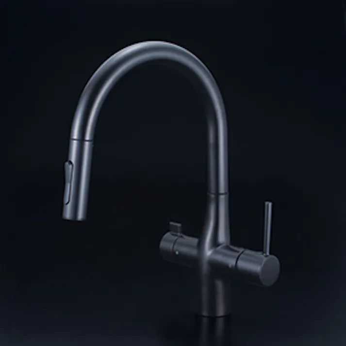 KVK ビルトイン浄水器用シングルシャワー付混合栓(eレバー)マットブラック KM6081ECM5【別送品】