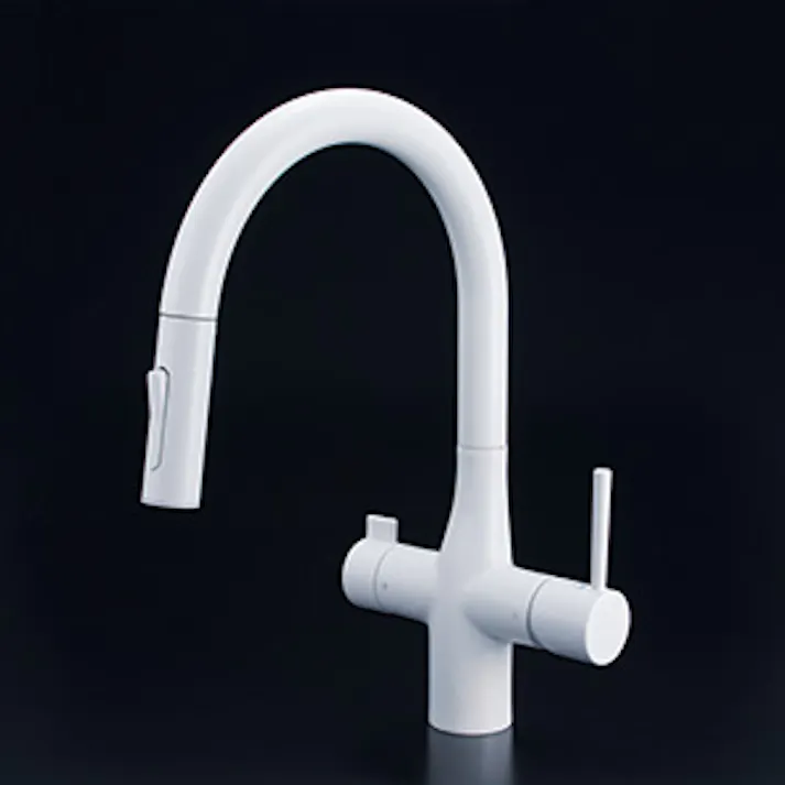 KVK ビルトイン浄水器用シングルシャワー付混合栓(eレバー・回転規制)マットホワイト KM6081SCVECM4【別送品】