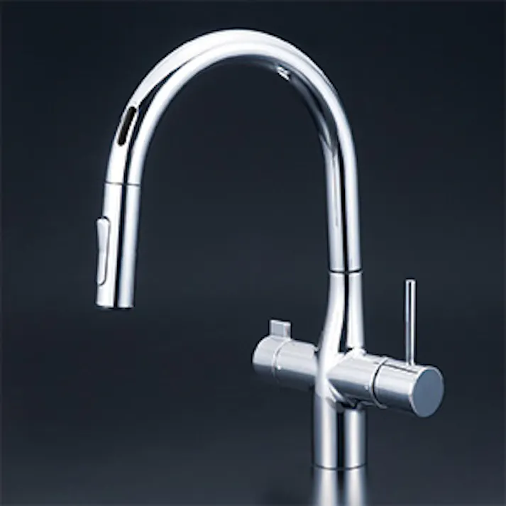 KVK ビルトイン浄水器用シングルシャワー付混合栓(センサー付)(eレバー) 電池 撥水 KM6091DECHS【別送品】