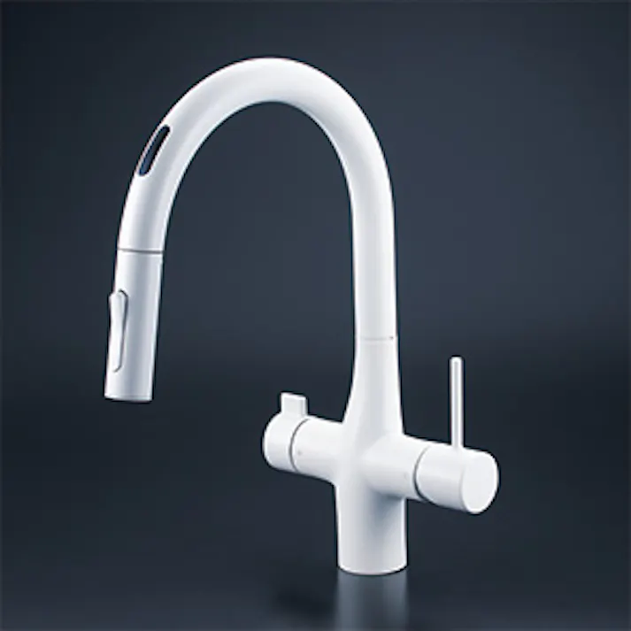 KVK ビルトイン浄水器用シングルシャワー付混合栓(センサー付)(eレバー) マットホワイト KM6091SCECM4【別送品】