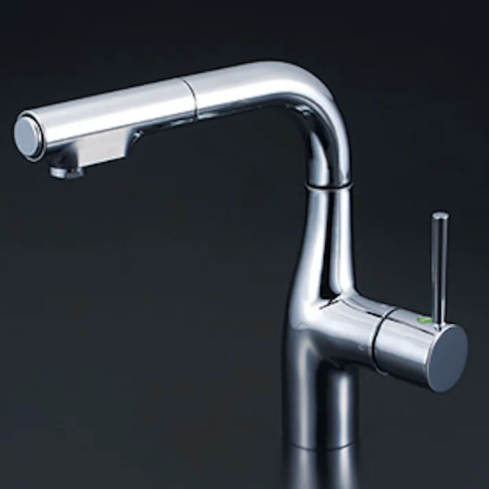 KVK シングルシャワー付混合栓(eレバー)200mmパイプ付 KM6101R2EC【別送品】