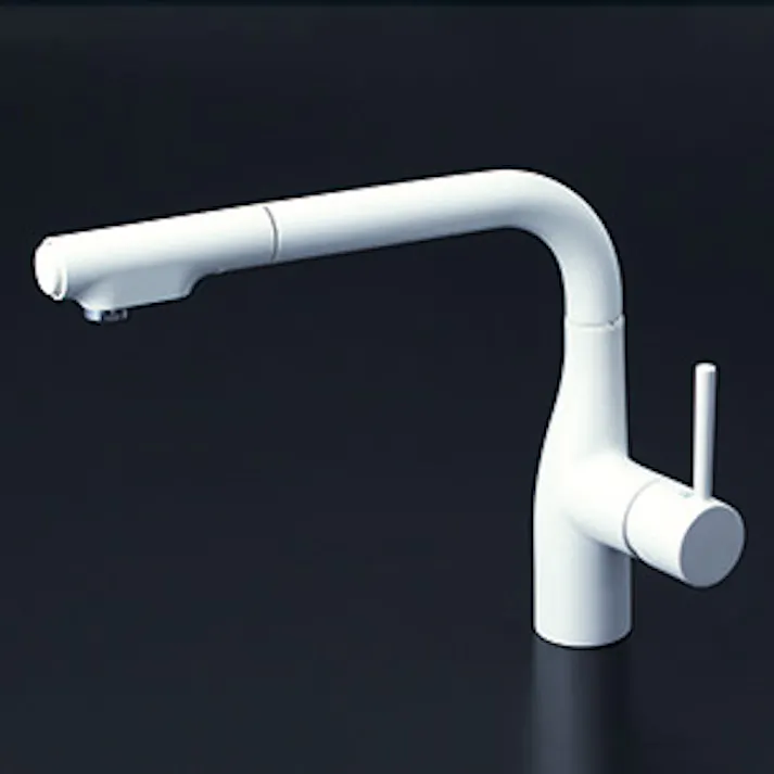 KVK シングルシャワー付混合栓(eレバー・回転規制)マットホワイト KM6101VECM4【別送品】