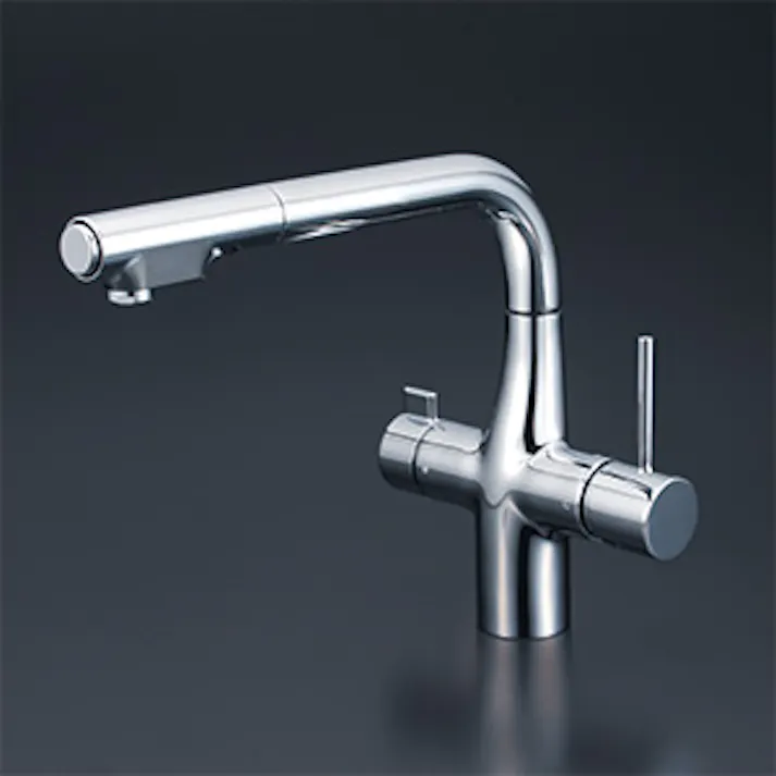 KVK ビルトイン浄水器用シングルシャワー付混合栓(eレバー)撥水 KM6121SCECHS【別送品】