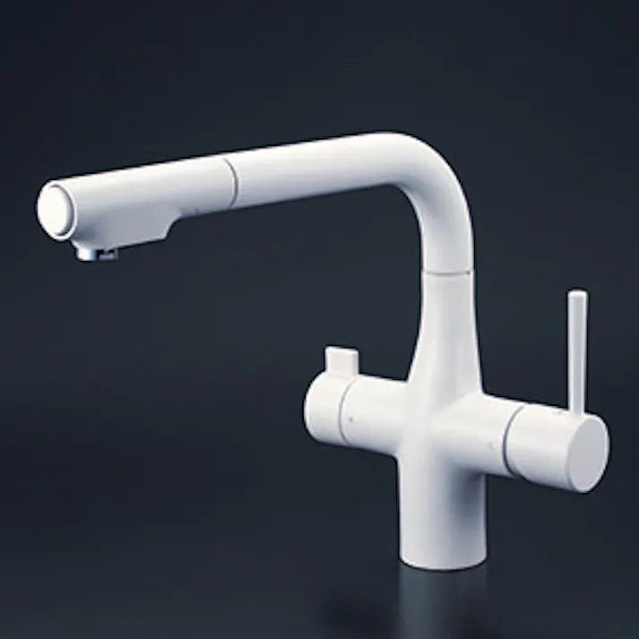 KVK ビルトイン浄水器用シングルシャワー付混合栓(eレバー)マットホワイト KM6121SCECM4【別送品】