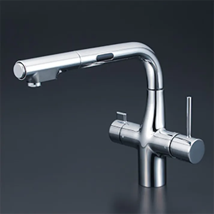 KVK ビルトイン浄水器用シングルシャワー付混合栓(センサー付)(eレバー) 電池 撥水 KM6131DSCECHS【別送品】