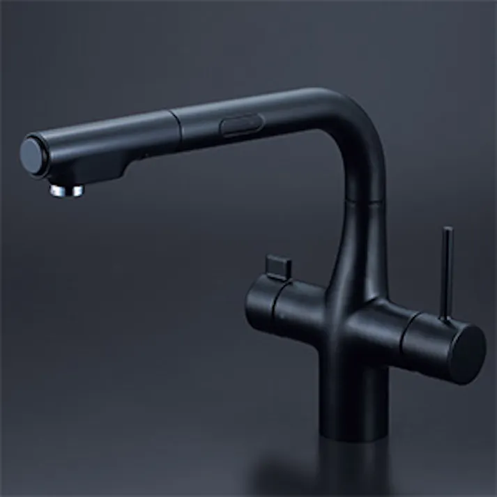 KVK ビルトイン浄水器用シングルシャワー付混合栓(センサー付)(eレバー) マットブラック KM6131SCECM5【別送品】