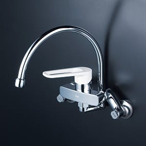 KVK スワン型ハﾟイフﾟ シンクﾞル混合栓 MSK110KRG【別送品】