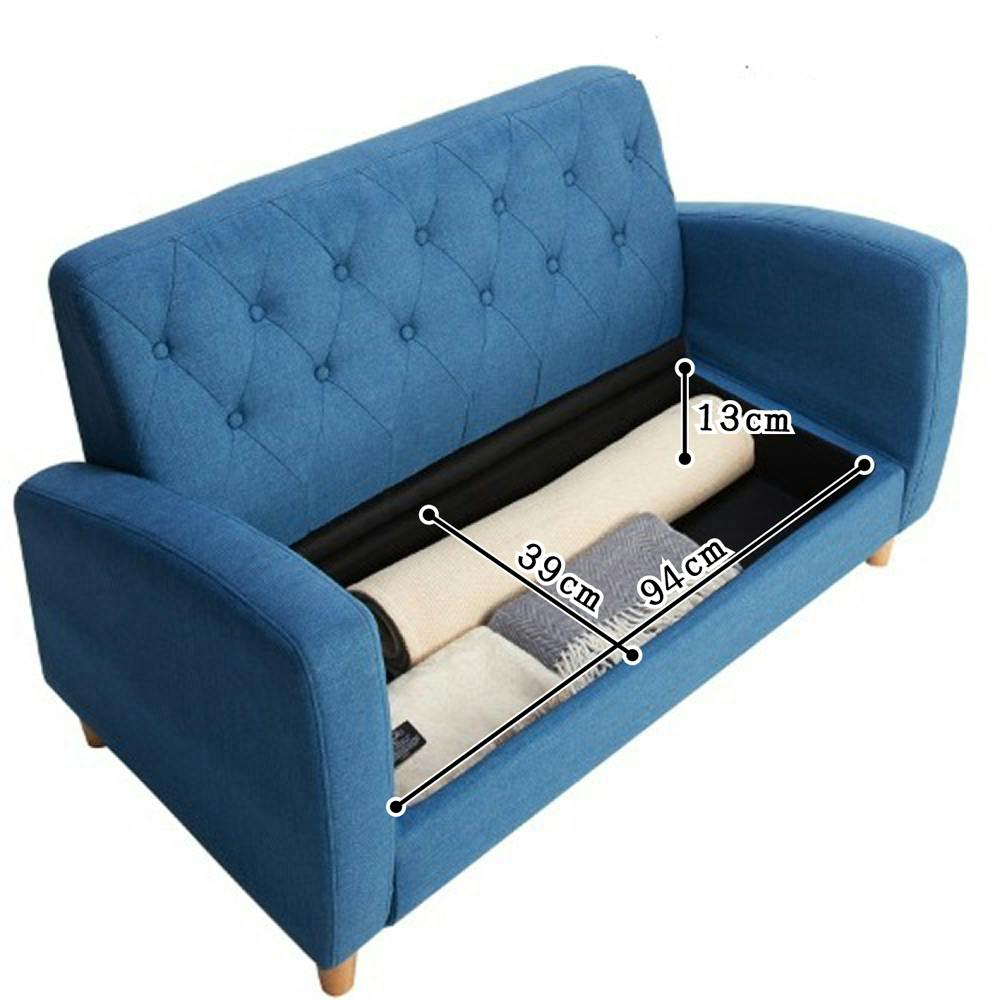 後藤家具物産 収納庫付き2人掛けソファー クララ/グリーン色