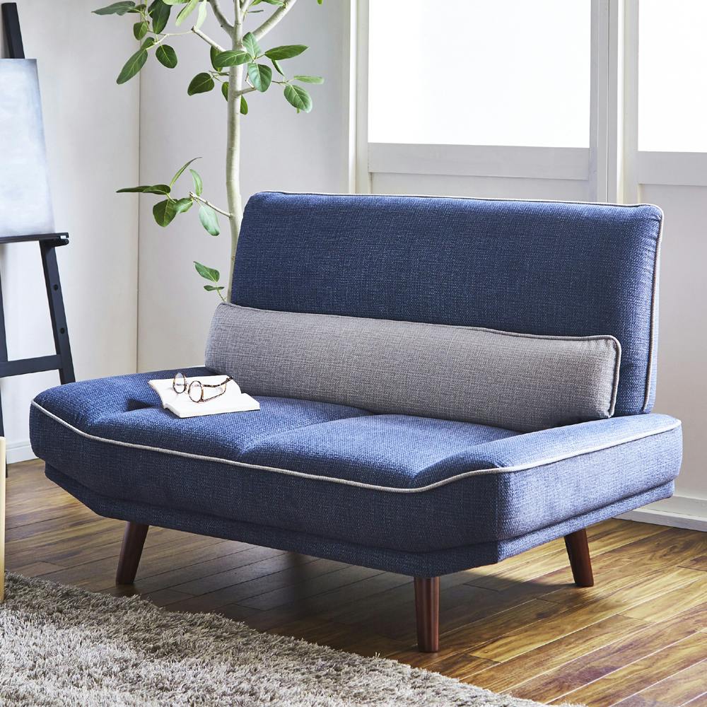 後藤家具物産 引っかき傷に強い2人掛けソファー ロンド/ブルー色 Size