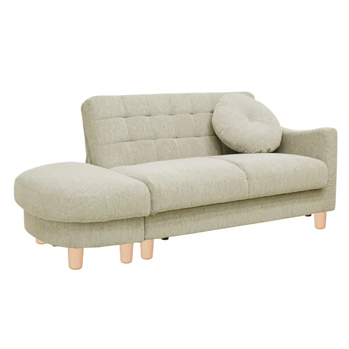 後藤家具物産 座面下には大容量の収納庫付コンパクトカウチソファー サリー/アイボリー色 Size:110×72×68 軒先渡し 4571501390298 【別送品】