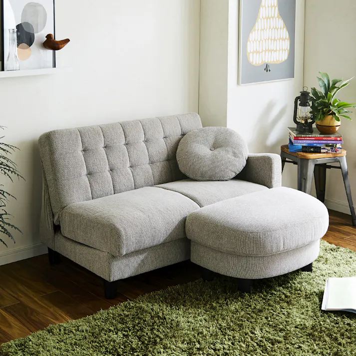 後藤家具物産 座面下には大容量の収納庫付コンパクトカウチソファー サリー/アイボリー色 Size:110×72×68 軒先渡し 4571501390298 【別送品】