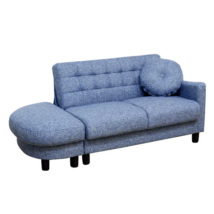 後藤家具物産 座面下には大容量の収納庫付コンパクトカウチソファー サリー/ブルー色 Size:110×72×68 軒先渡し 4571501390328 【別送品】