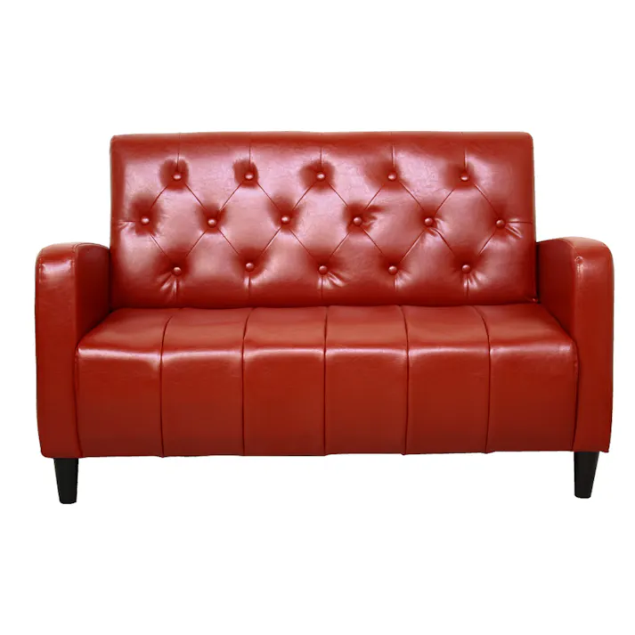 後藤家具物産 座面ポケットコイル入り2人掛けレトロソファー カミル/レッド色 Size:130×72×78 軒先渡し 4571501390267 【別送品】