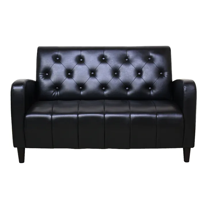 後藤家具物産 座面ポケットコイル入り2人掛けレトロソファー カミル/ブラック色 Size:130×72×78 軒先渡し 4571501390281 【別送品】