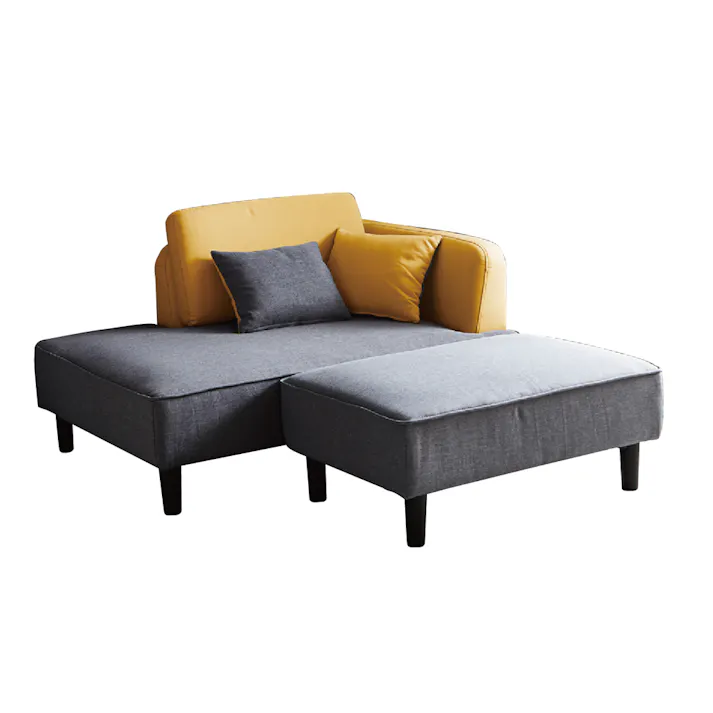 後藤家具物産 充電に便利な2口コンセント付きカジュアルカウチソファー パーカー/イエロー色 Size:130×90×76 軒先渡し 4571501390731 【別送品】