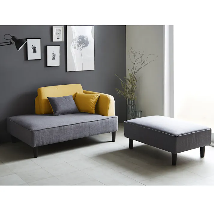 後藤家具物産 充電に便利な2口コンセント付きカジュアルカウチソファー パーカー/イエロー色 Size:130×90×76 軒先渡し 4571501390731 【別送品】