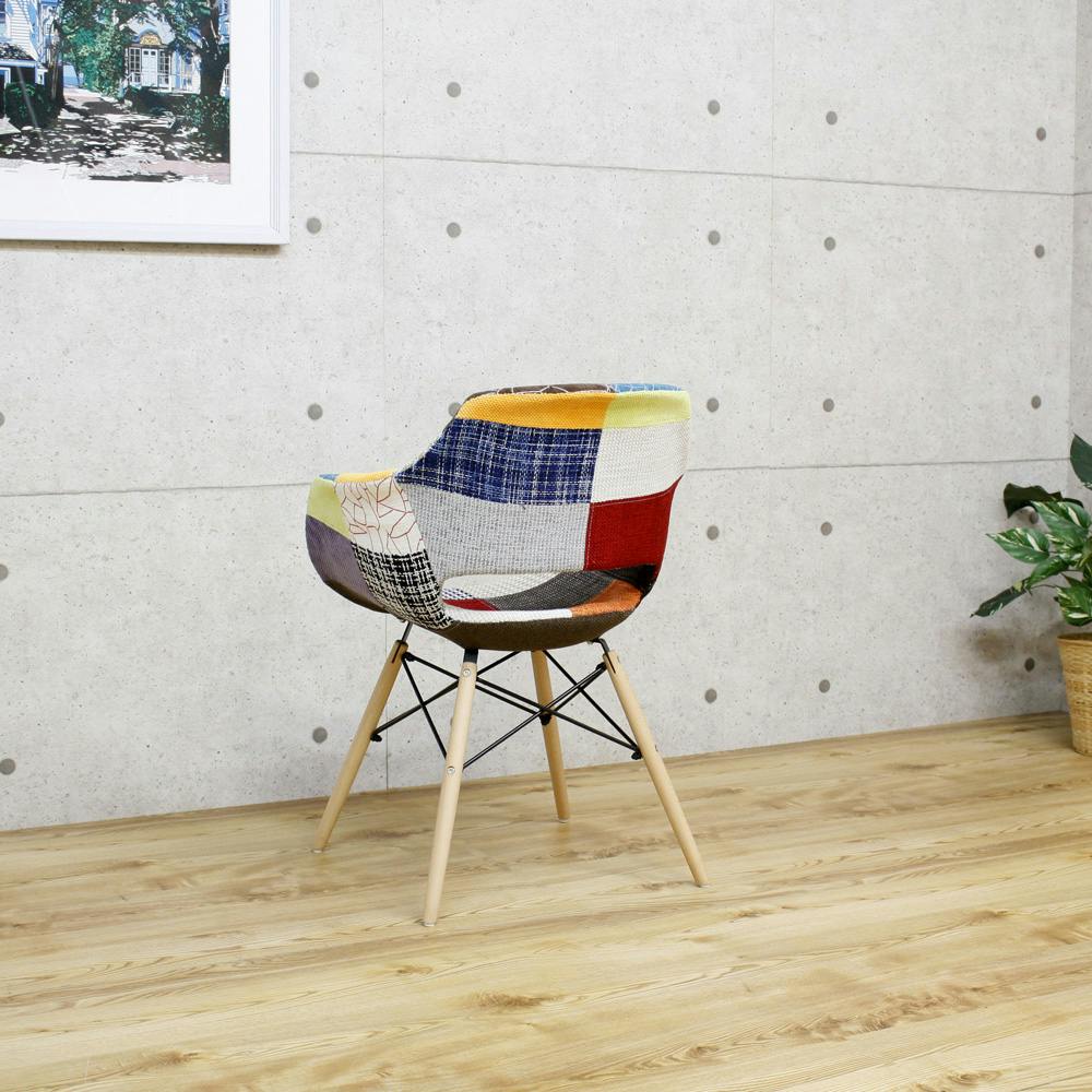 後藤家具物産 パッチワークデザインチェアー フィンリー/カラフル色