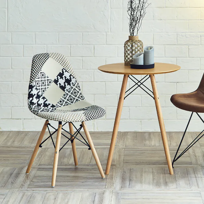 後藤家具物産 パッチワークシェルチェアー ヨーデル/モノトーン色 Size:47×55×82 軒先渡し 4571501391783 【別送品】