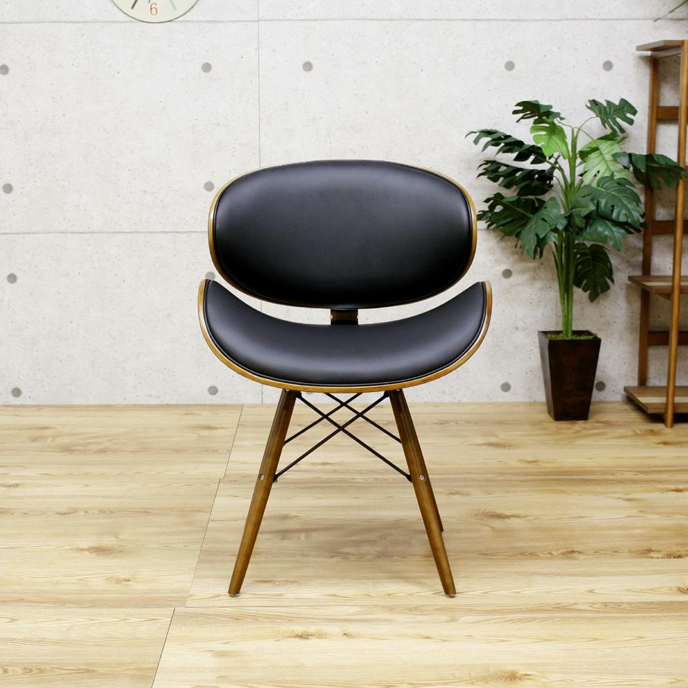 ❣️ニ-チェア 後藤家具物産 デザインチェアー ブルチーノ/ブラック色 Size：52