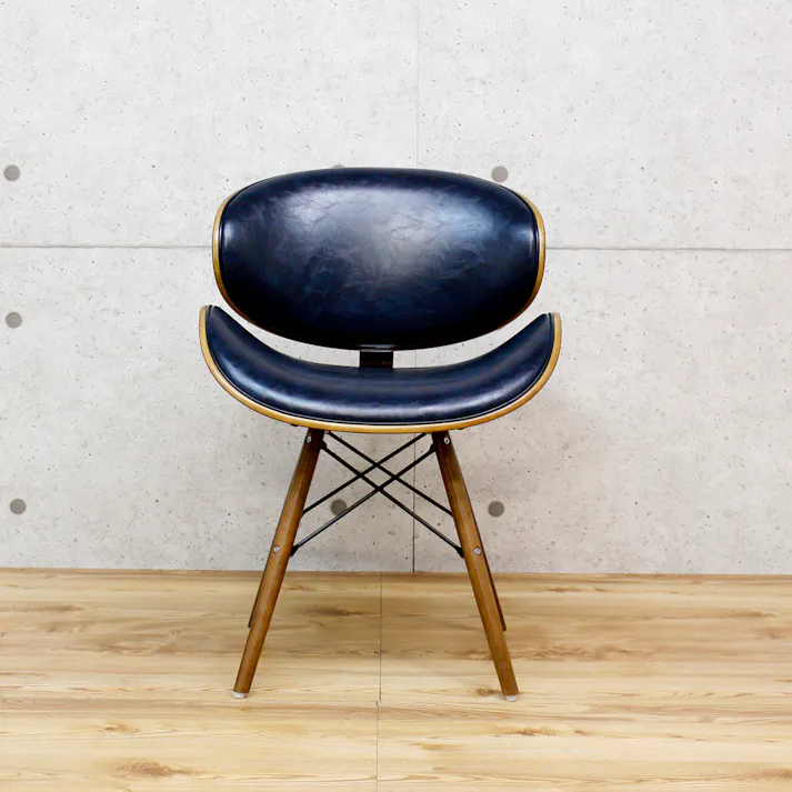 後藤家具物産 デザインチェアー ブルチーノ/ネイビー色 Size:52×51×74 軒先渡し 4571501391424 【別送品】