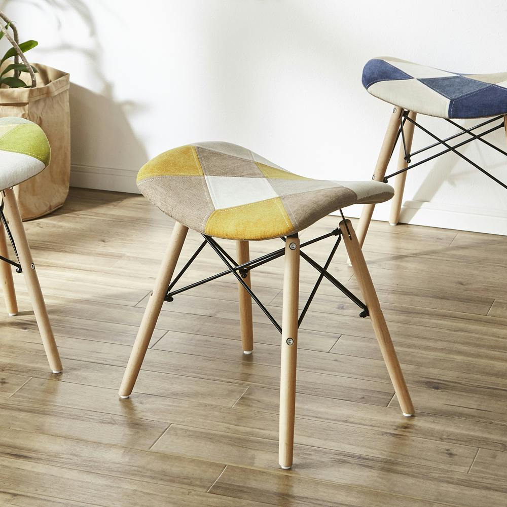 後藤家具物産 パッチワークが可愛いスツール ヨーデル/イエロー