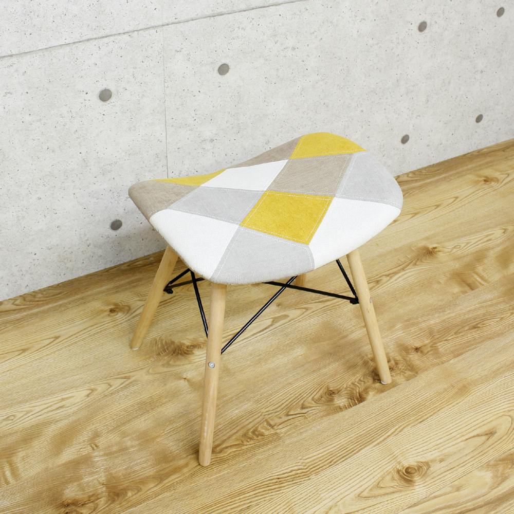 後藤家具物産 パッチワークが可愛いスツール ヨーデル/イエロー色 Size