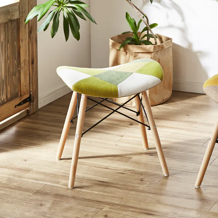 後藤家具物産 パッチワークが可愛いスツール ヨーデル/グリーン色 Size:48×35×45 軒先渡し 4571501391820 【別送品】