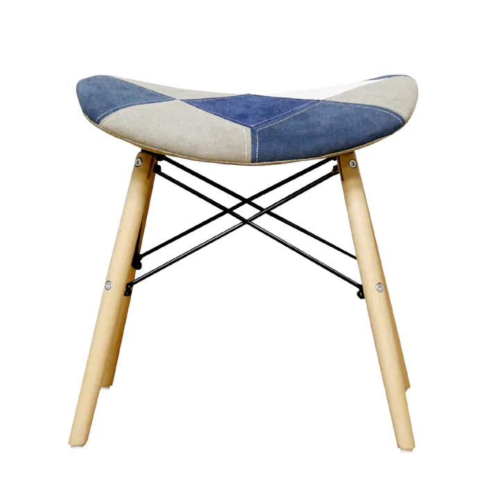 後藤家具物産 パッチワークが可愛いスツール ヨーデル/ブルー色 Size:48×35×45 軒先渡し 4571501391813 【別送品】