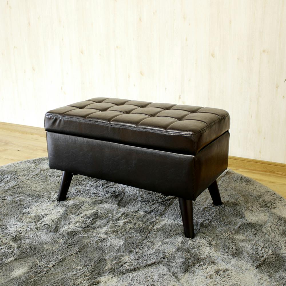 後藤家具物産 幅75cm 座面収納庫付きのレトロスツール マヤ/ダーク