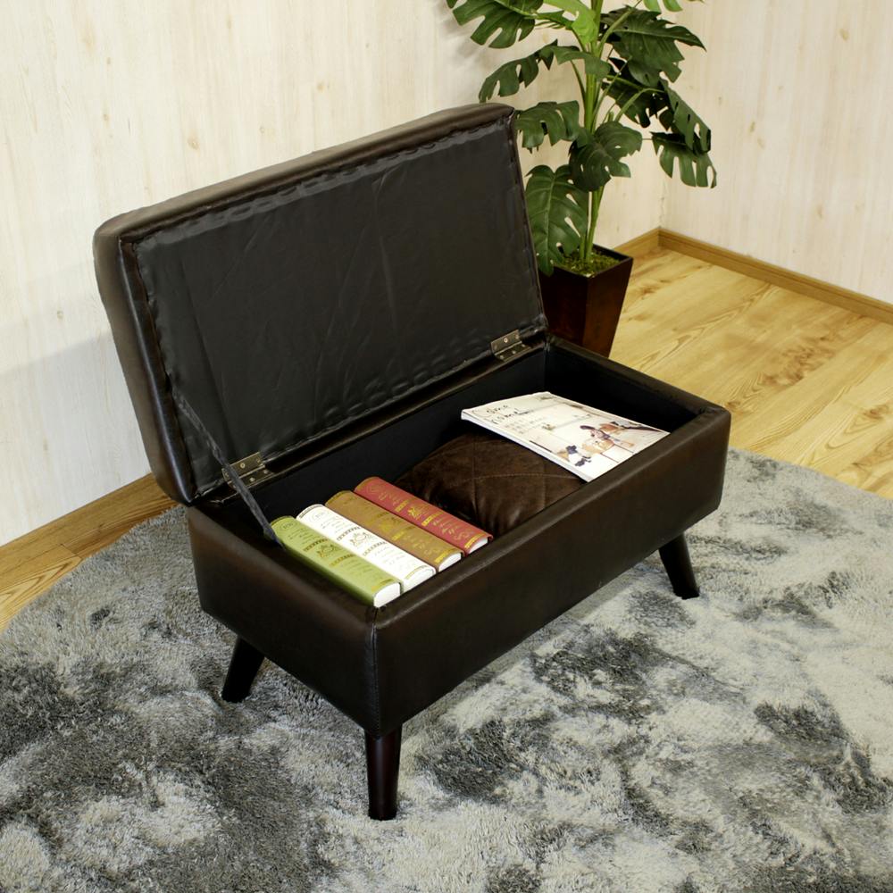 後藤家具物産 幅75cm 座面収納庫付きのレトロスツール マヤ/ダーク