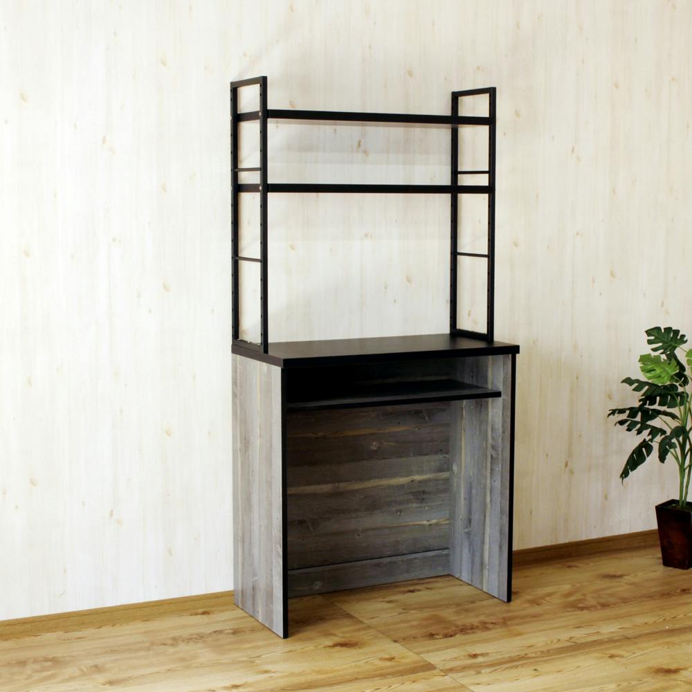 後藤家具物産 古木風木目柄のアイアン仕様の異素材カップボード アイン