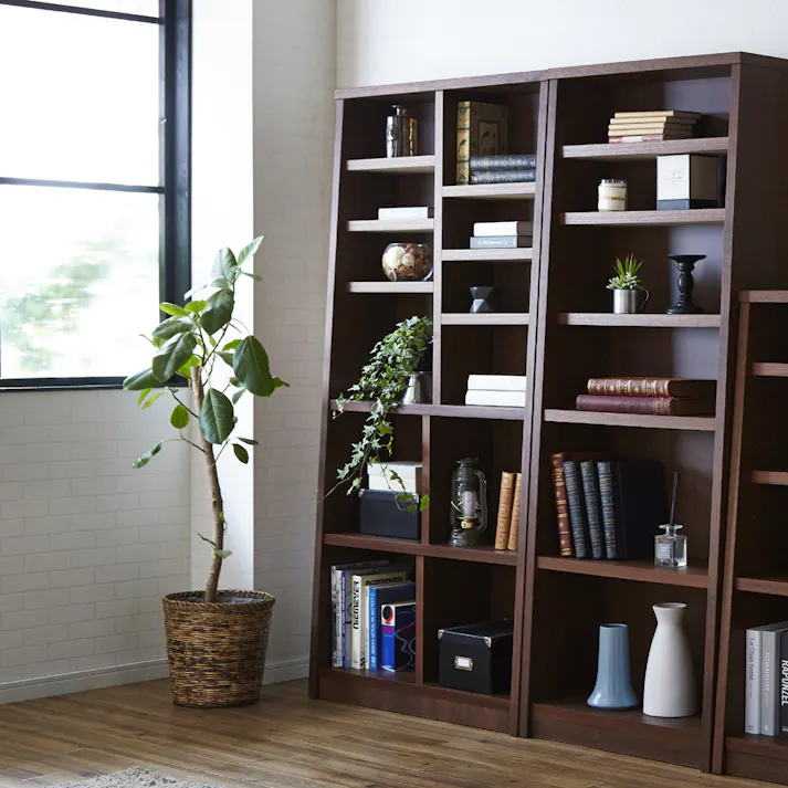 後藤家具物産 国産ブックシェフル幅90cmのハイタイプ イフ/ブラウン色 Size:87×33×180 軒先渡し 4571501393190 【別送品】