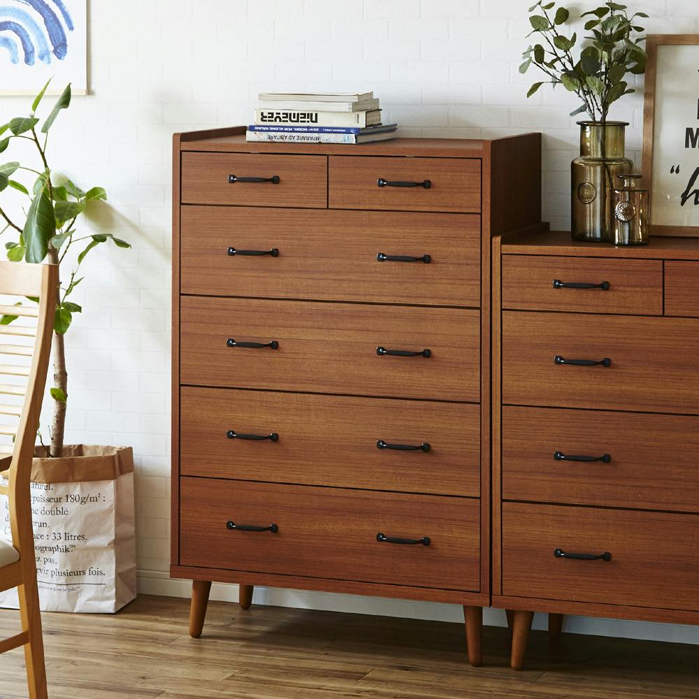 後藤家具物産 北欧風80-5ハイチェスト ガイア/チーク色 Size：80×39