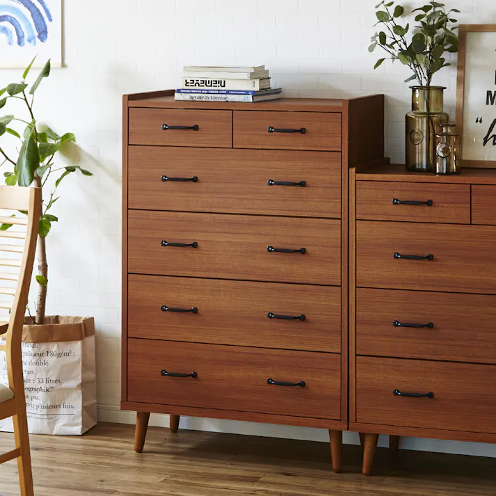 後藤家具物産 北欧風80-5ハイチェスト ガイア/チーク色 Size:80×39×120 軒先渡し 4571501393282 【別送品】