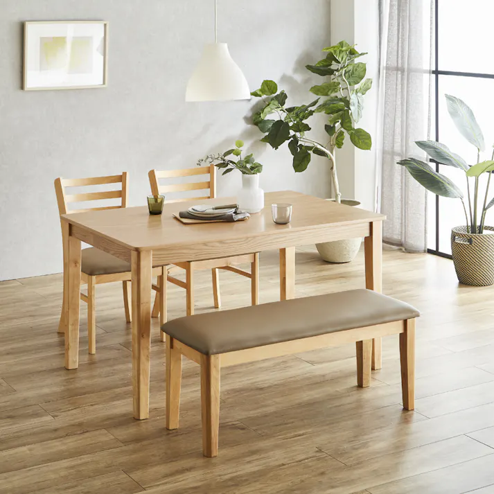 後藤家具物産 ダイニング4点セット エレン/ナチュラル色 Size:120×75×70 軒先渡し 4570133300873 【別送品】
