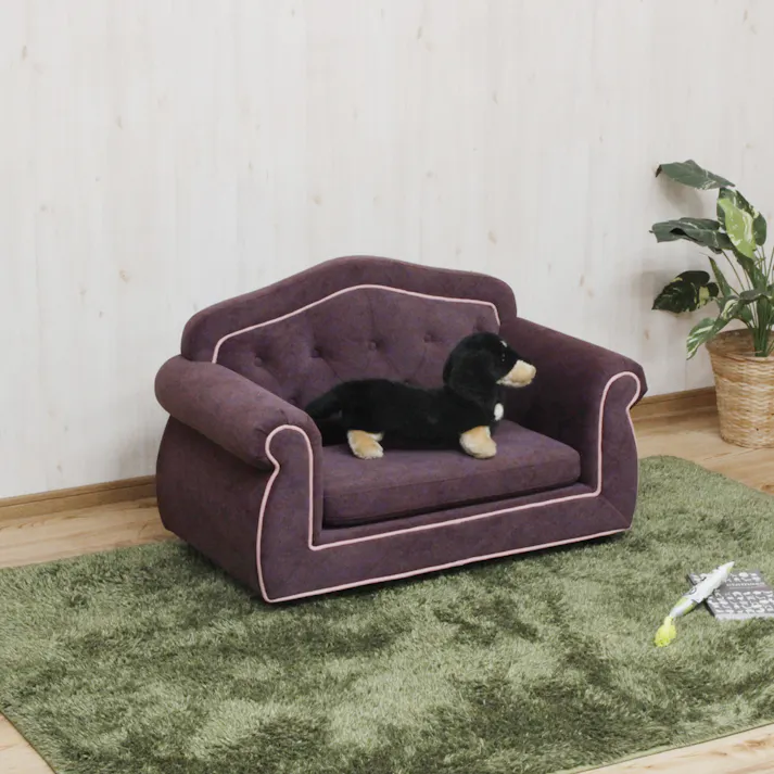 後藤家具物産 チェスターフィールドソファーを彷彿とさせる姫系ゴージャスなペットソファ! Size:90×47×56 軒先渡し 4571501399291 【別送品】