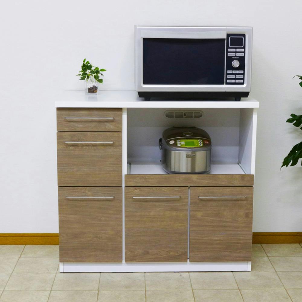 後藤家具 幅90cmの収納力たっぷりの国産完成品キッチンカウンター 