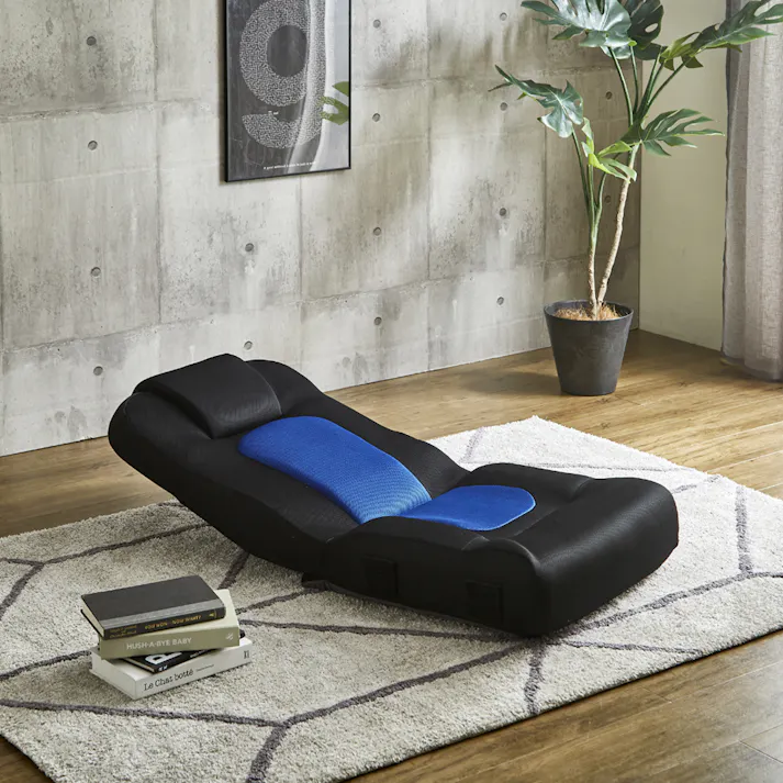 後藤家具物産 LBX ワイドフロアチェアー ブラック/ブルー 61×70 ZA-LBX 軒先渡し 4570133302365 【別送品】