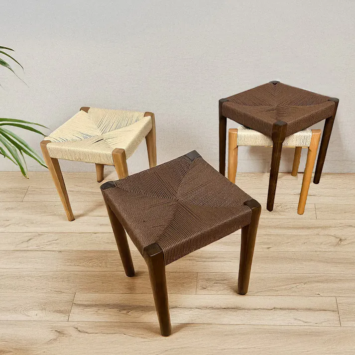 後藤家具物産 スタッキングスツール ノルディック 丸脚 2脚入 NA 丸脚 ナチュラル 撥水加工 積み重ね ペーパーコード 北欧 職人 手編み SST-NDK-MARU-2-NA 4570133303478 【別送品】