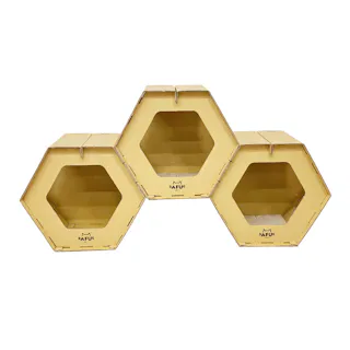 後藤家具物産 ハニカムハウス 爪とぎ付きハニカムハウス3個セット 145×38×76.5 CAT-HCH-3 猫用品 キャットハウス 強化段ボール 4570133302778【別送品】