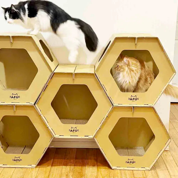 後藤家具物産 ハニカムハウス 爪とぎ付きハニカムハウス5個セット 145×38×100 CAT-HCH-5 猫用品 キャットハウス 強化段ボール 4570133302785【別送品】