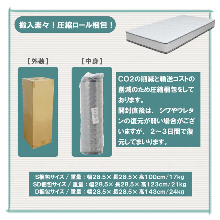 後藤家具物産 リリアナ Dサイズボンネル圧縮ロールマットレス ダブルサイズ 厚み16.5cm 1400×1950×165 ボンネルコイル ベットマットレス スプリングマット 新生活 PIM-RIRIANA-D【別送品】