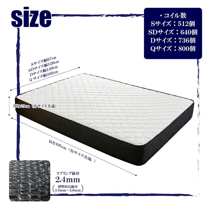 圧縮ポケットコイルマットレス 沈まない極厚 ダブル D ホワイト 1400×1950×230 ハードタイプ 厚手 竹炭入り 消臭 抗菌 防臭 楽々搬入 高反発 腰痛対策 体圧分散 通気性 新生活【別送品】