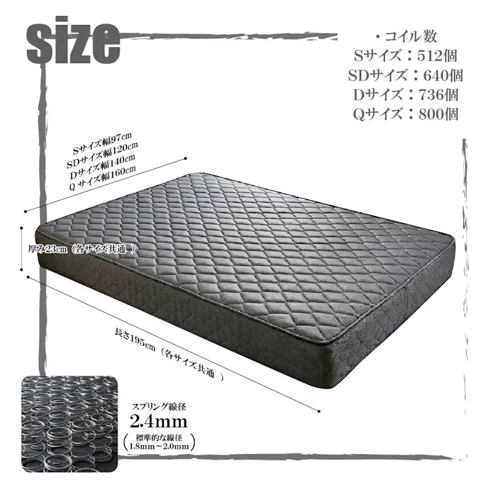 圧縮ポケットコイルマットレス かため極み クイーン Q グレー 1600×1950×230 ハードタイプ 厚手 竹炭入り 消臭 抗菌 防臭 楽々搬入 高反発 腰痛対策 体圧分散 通気性 新生活【別送品】